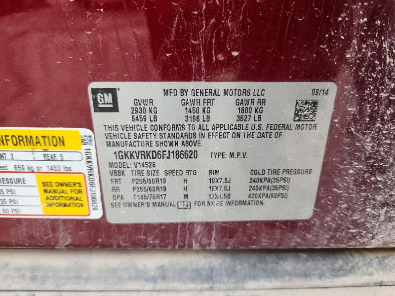 2015 Gmc Acadia მანქანა იყიდება აუქციონზე, vin: 1GKKVRKD6FJ186620, აუქციონის ნომერი: 66643146