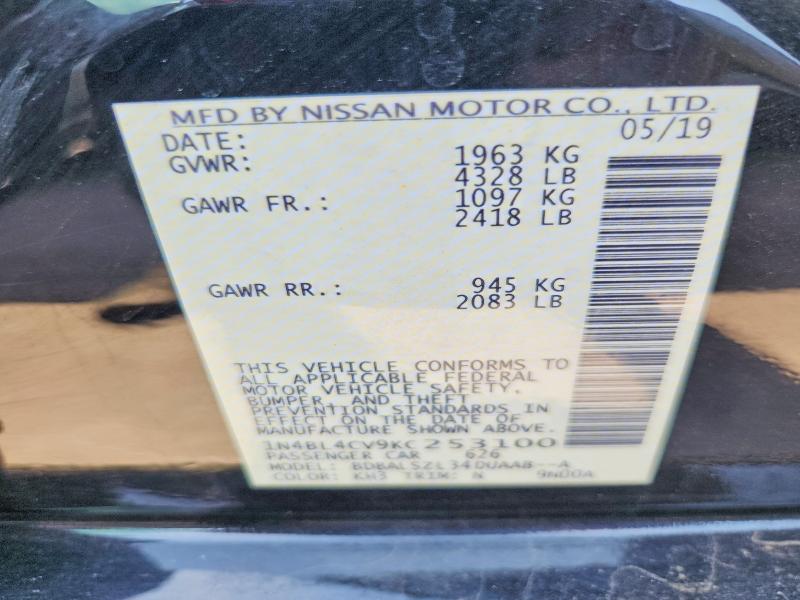 Продажа на аукционе авто 2019 Nissan Altima, vin: 1N4BL4CV9KC253100, номер лота: 64058866