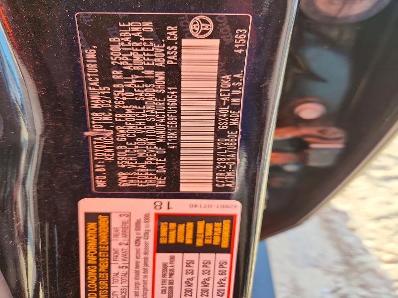 66650126 :رقم المزاد ، 4T1BK1EB9FU160541 vin ، 2015 Toyota Avalon مزاد بيع