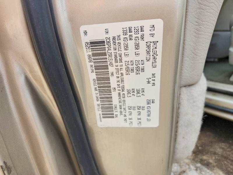 63849896 :رقم المزاد ، 2C8GP64L25R151497 vin ، 2005 Chrysler Town & Country مزاد بيع