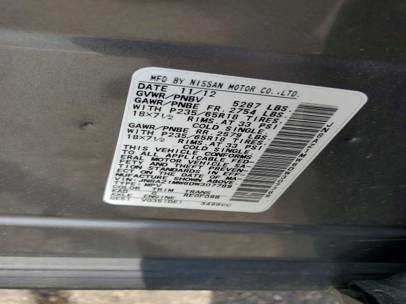 64438076 :رقم المزاد ، JN8AZ1MW6DW307789 vin ، 2013 Nissan Murano مزاد بيع