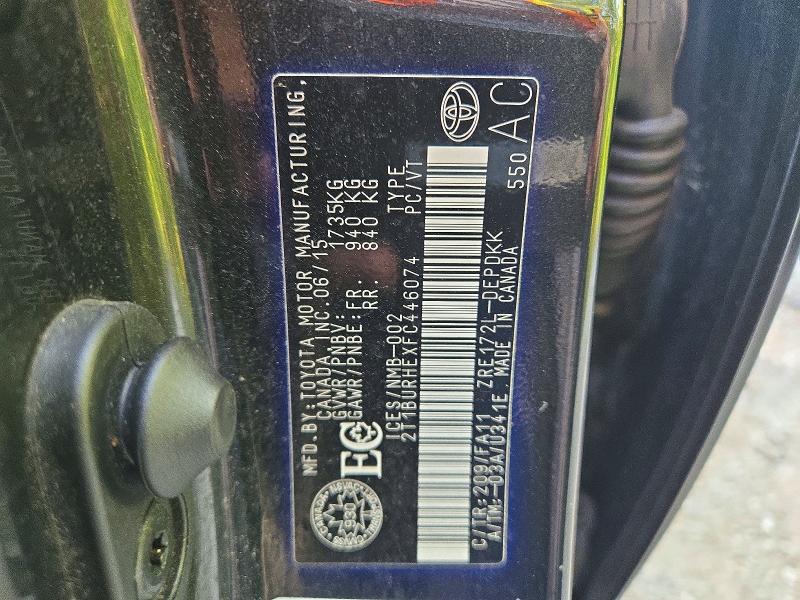64193786 :رقم المزاد ، 2T1BURHEXFC446074 vin ، 2015 Toyota Corolla مزاد بيع