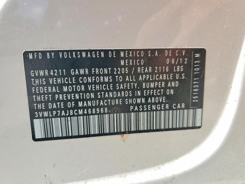 66749356 :رقم المزاد ، 3VWLP7AJ8CM468968 vin ، 2012 Volkswagen Jetta مزاد بيع
