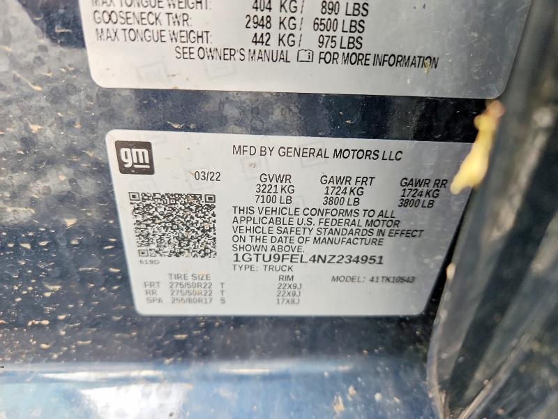 Продаж на аукціоні авто 2022 Gmc Sierra Limited, vin: 1GTU9FEL4NZ234951, номер лоту: 65706536