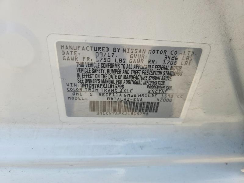 64075756 :رقم المزاد ، 3N1CN7APXJL815798 vin ، 2018 Nissan Versa مزاد بيع