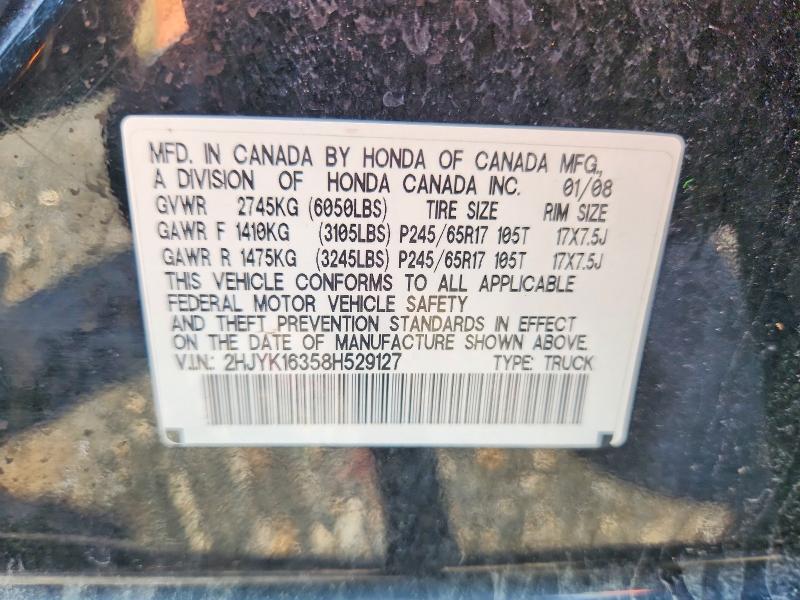 Продаж на аукціоні авто 2008 Honda Ridgeline, vin: 2HJYK16358H529127, номер лоту: 63449616