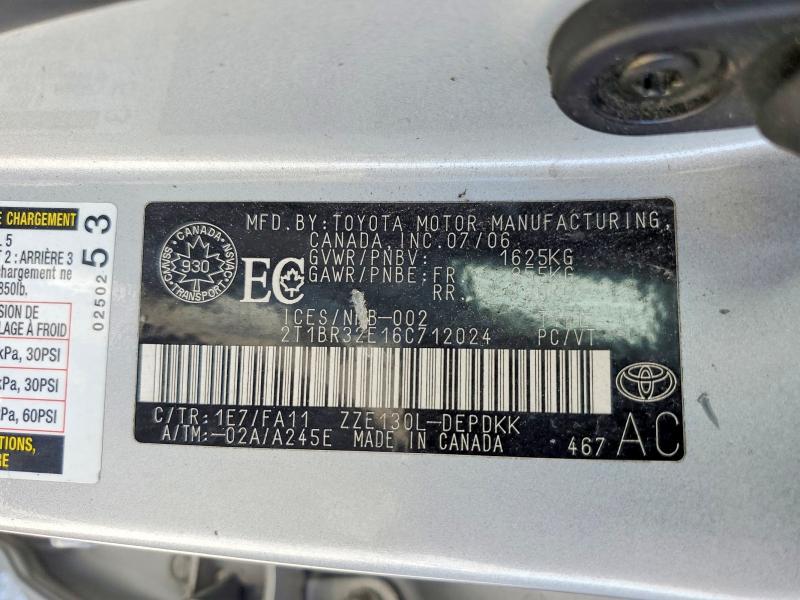 Aukcja sprzedaży 2006 Toyota Corolla, vin: 2T1BR32E16C712024, numer aukcji: 63650786