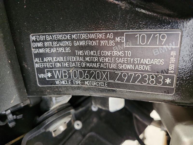 Aukcja sprzedaży 2020 Bmw S 1000, vin: WB10D620XLZ972383, numer aukcji: 63509556