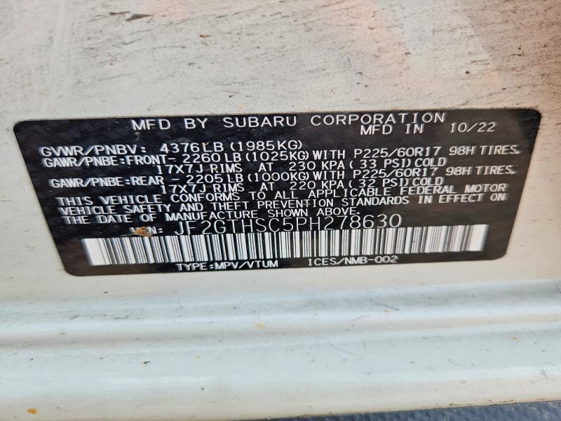 Aukcja sprzedaży 2023 Subaru Crosstrek, vin: JF2GTHSC5PH278630, numer aukcji: 63840676