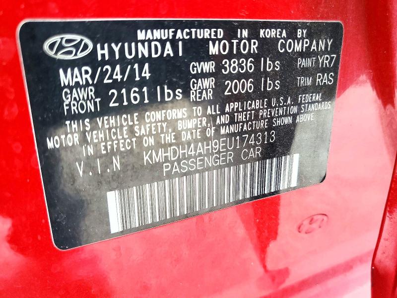 Продаж на аукціоні авто 2014 Hyundai Elantra, vin: KMHDH4AH9EU174313, номер лоту: 64503806