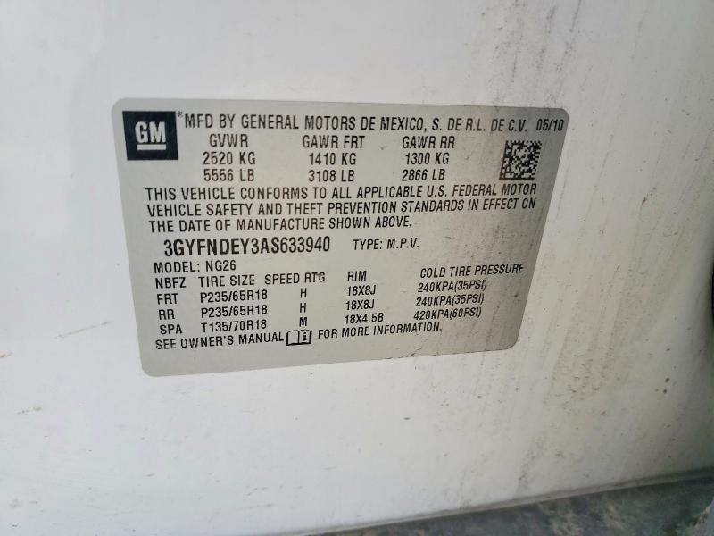 2010 Cadillac Srx მანქანა იყიდება აუქციონზე, vin: 3GYFNDEY3AS633940, აუქციონის ნომერი: 66384976
