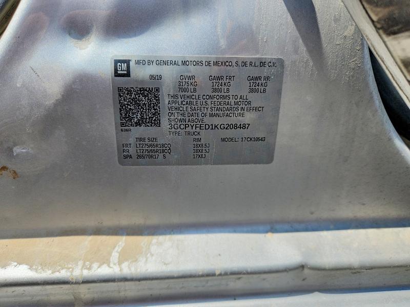 66308086 :رقم المزاد ، 3GCPYFED1KG208487 vin ، 2019 Chevrolet Silverado مزاد بيع