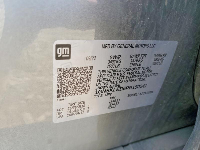 Продаж на аукціоні авто 2023 Chevrolet Tahoe, vin: 1GNSKLED6PR150241, номер лоту: 64576606