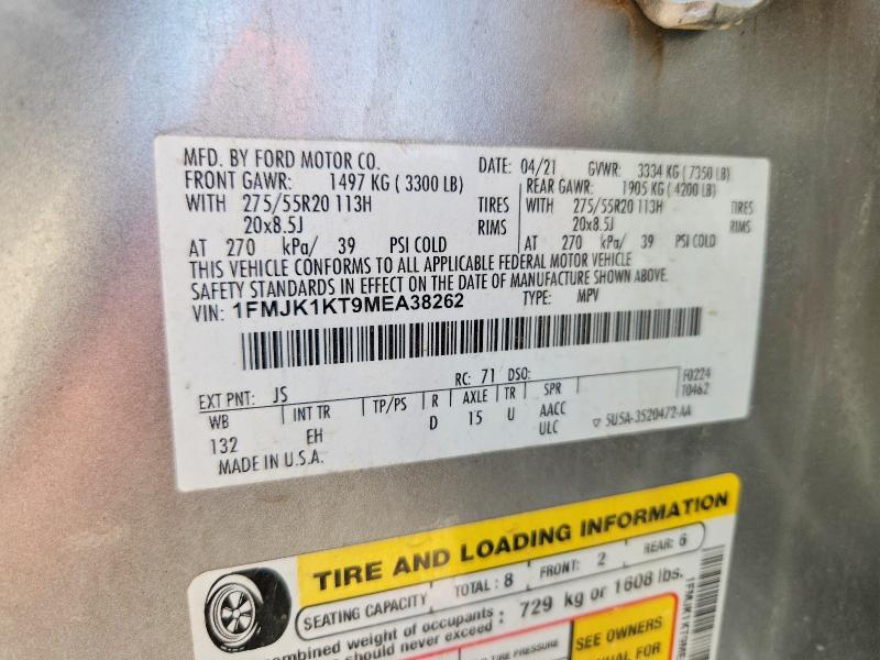 2021 Ford Expedition მანქანა იყიდება აუქციონზე, vin: 1FMJK1KT9MEA38262, აუქციონის ნომერი: 64485816