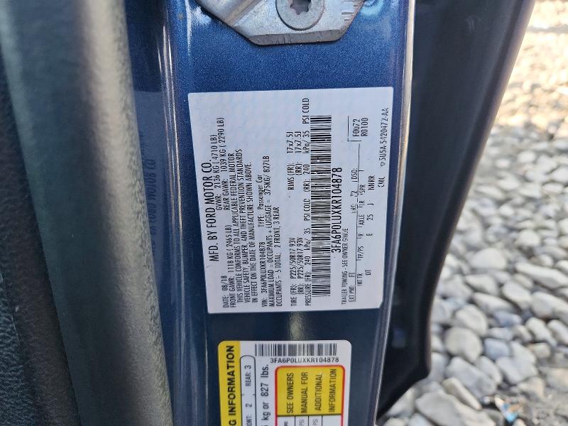 Продаж на аукціоні авто 2019 Ford Fusion, vin: 3FA6P0LUXKR104878, номер лоту: 63819446