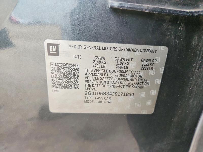 Aukcja sprzedaży 2018 Chevrolet Impala, vin: 2G1105S34J9171830, numer aukcji: 64611726