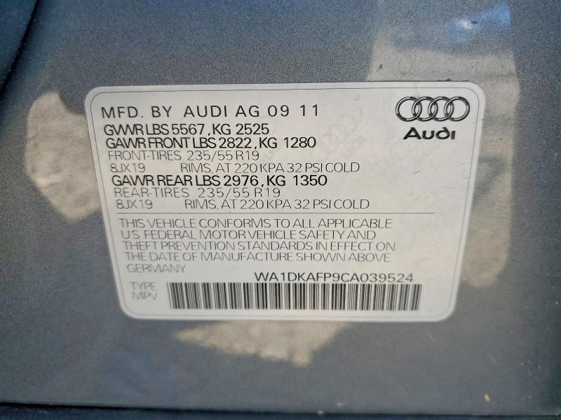 Aukcja sprzedaży 2012 Audi Q5, vin: WA1DKAFP9CA039524, numer aukcji: 65730556