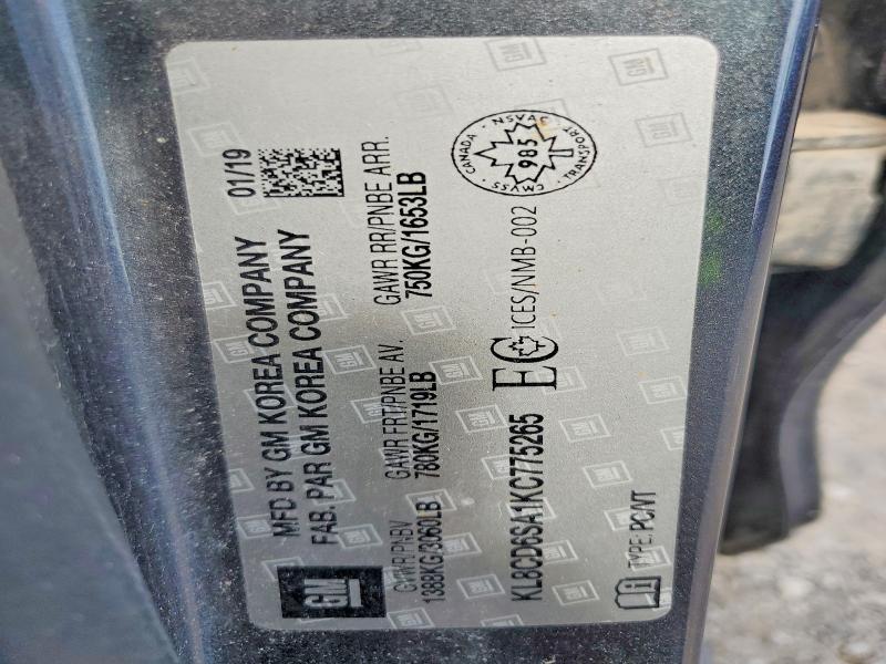 65103886 :رقم المزاد ، KL8CD6SA1KC775265 vin ، 2019 Chevrolet Spark مزاد بيع