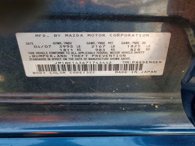 Продаж на аукціоні авто 2007 Mazda 3, vin: JM1BK143671743442, номер лоту: 65678416