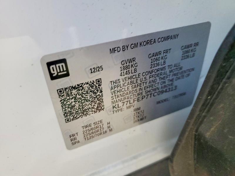 70690236 :رقم المزاد ، KL77LFEP7TC094313 vin ، 2026 Chevrolet Trax مزاد بيع