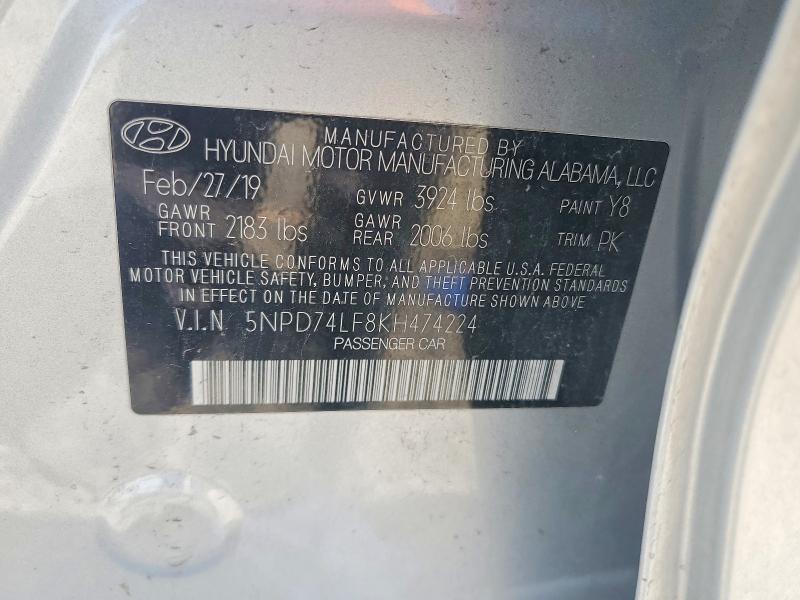 Aukcja sprzedaży 2019 Hyundai Elantra, vin: 5NPD74LF8KH474224, numer aukcji: 64652566