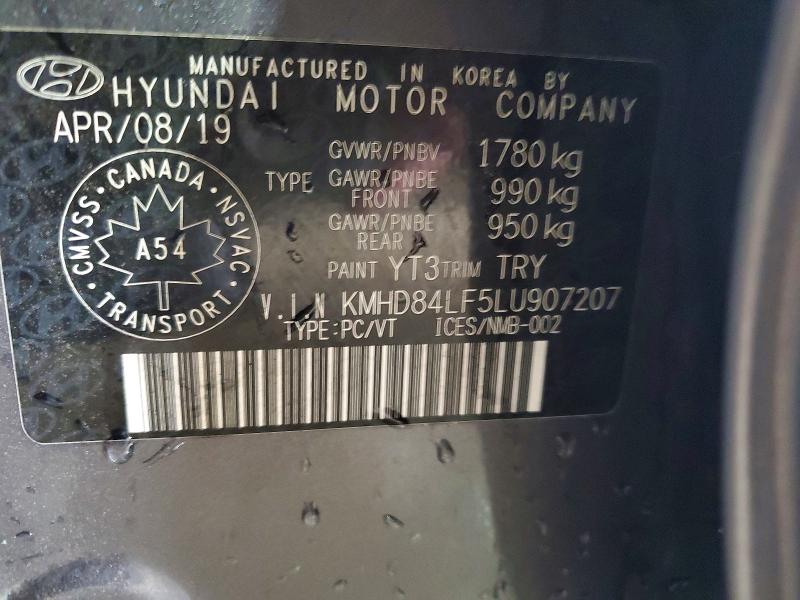 Aukcja sprzedaży 2020 Hyundai Elantra, vin: KMHD84LF5LU907207, numer aukcji: 65877326
