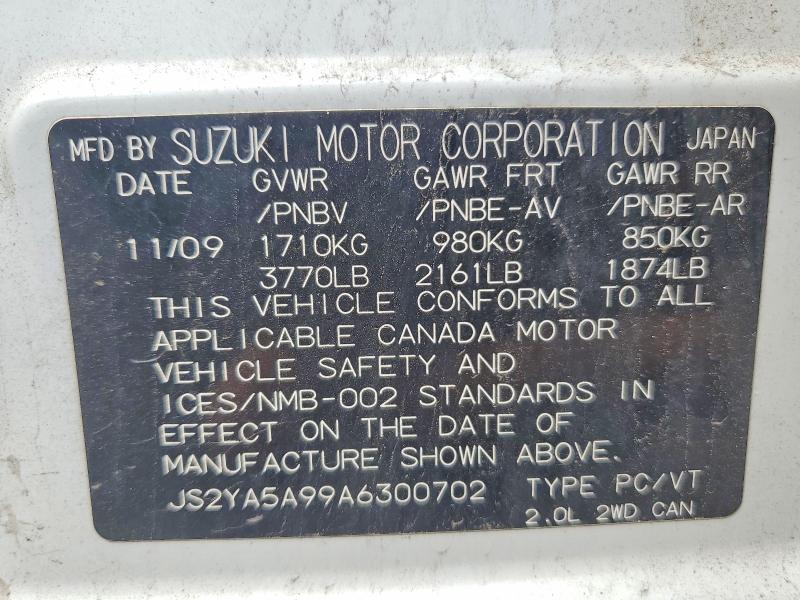 Aukcja sprzedaży 2010 Suzuki Sx4, vin: JS2YA5A99A6300702, numer aukcji: 63429046