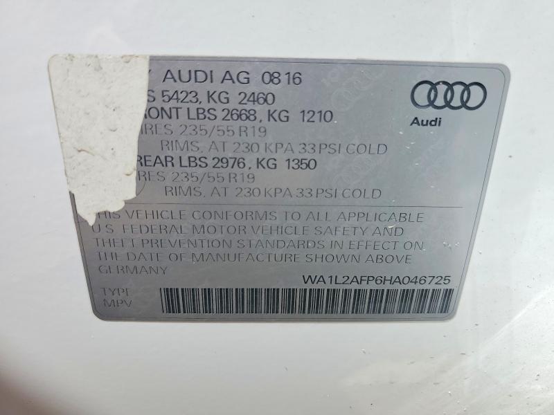 2017 Audi Q5 მანქანა იყიდება აუქციონზე, vin: WA1L2AFP6HA046725, აუქციონის ნომერი: 65629506