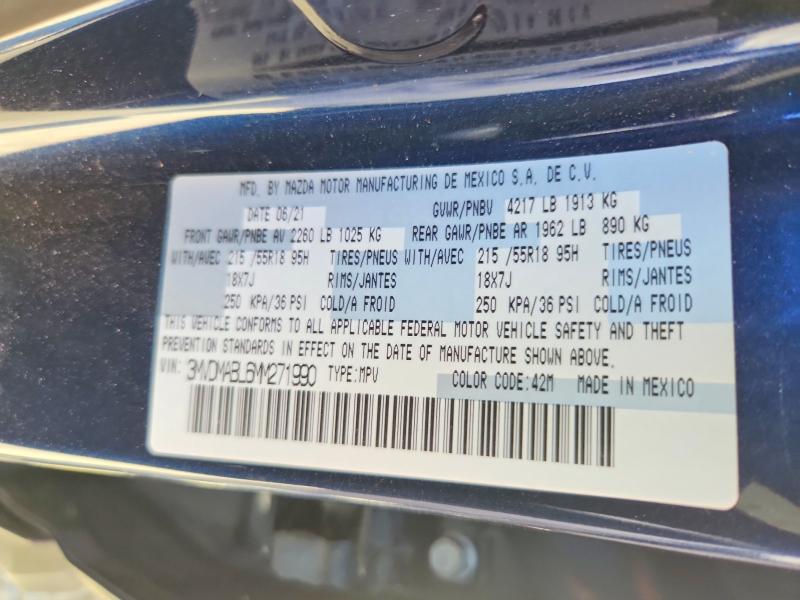 2021 Mazda Cx-30 მანქანა იყიდება აუქციონზე, vin: 3MVDMABL6MM271990, აუქციონის ნომერი: 63696786