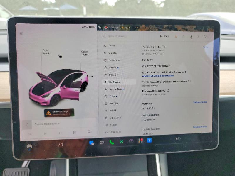 65055116 :رقم المزاد ، 5YJYGDEE8LF020237 vin ، 2020 Tesla Model Y مزاد بيع