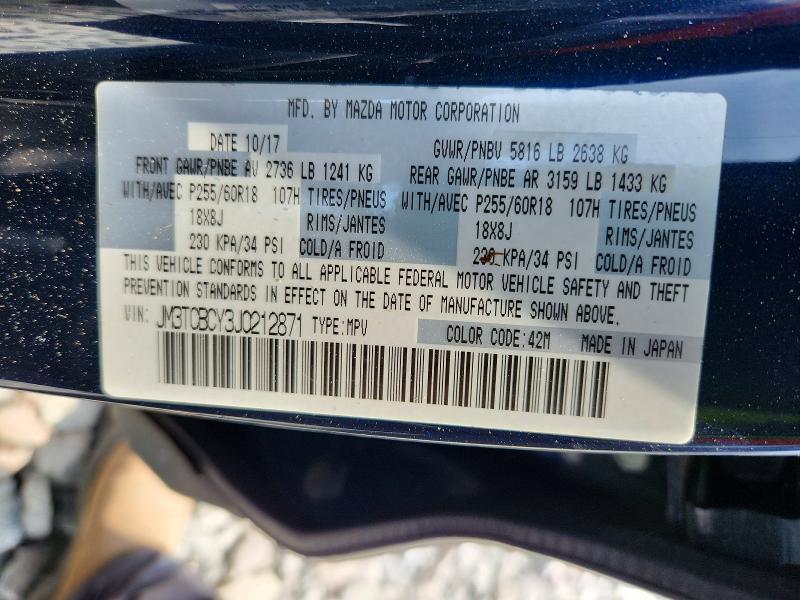 Продаж на аукціоні авто 2018 Mazda Cx-9, vin: JM3TCBCY3J0212871, номер лоту: 65291576