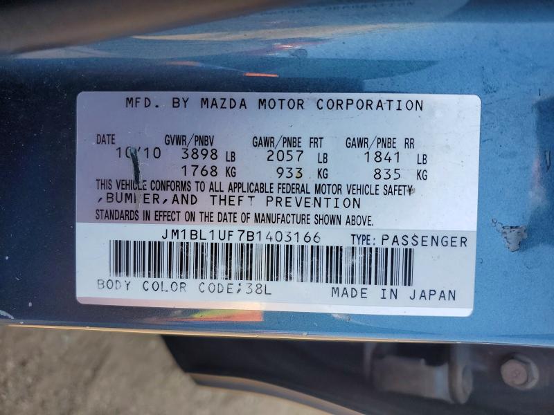 2011 Mazda 3 მანქანა იყიდება აუქციონზე, vin: JM1BL1UF7B1403166, აუქციონის ნომერი: 63443706