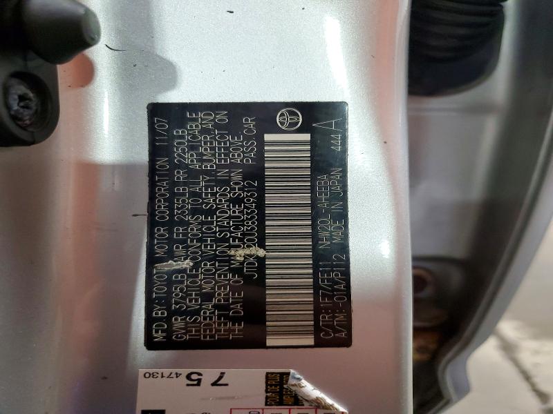 Aukcja sprzedaży 2008 Toyota Prius, vin: JTDKB20U383349312, numer aukcji: 65817706