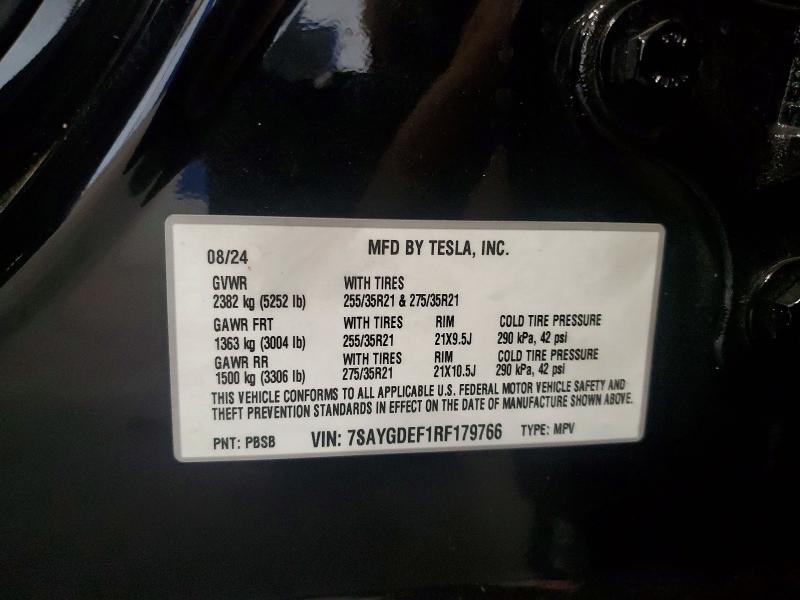 Aukcja sprzedaży 2024 Tesla Model Y, vin: 7SAYGDEF1RF179766, numer aukcji: 65505096