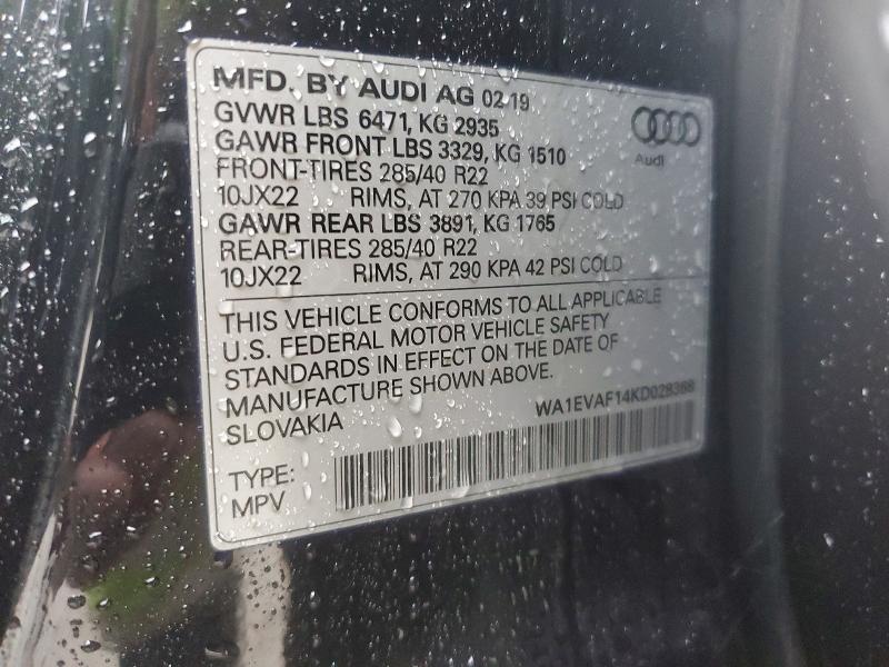 Aukcja sprzedaży 2019 Audi Q8, vin: WA1EVAF14KD028368, numer aukcji: 63406026