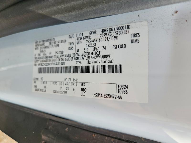 67329696 :رقم المزاد ، 1FBZX2ZM1FKA31487 vin ، 2015 Ford Transit مزاد بيع