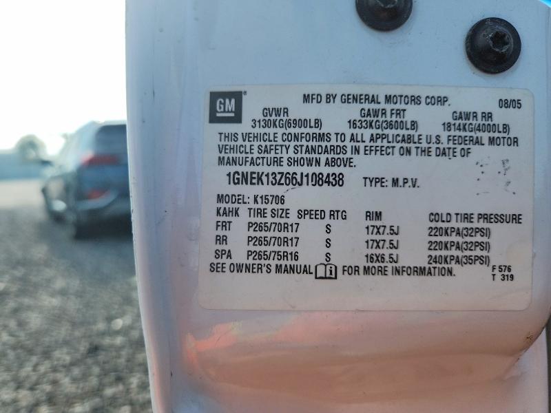 2006 Chevrolet Tahoe მანქანა იყიდება აუქციონზე, vin: 1GNEK13Z66J108438, აუქციონის ნომერი: 66102816