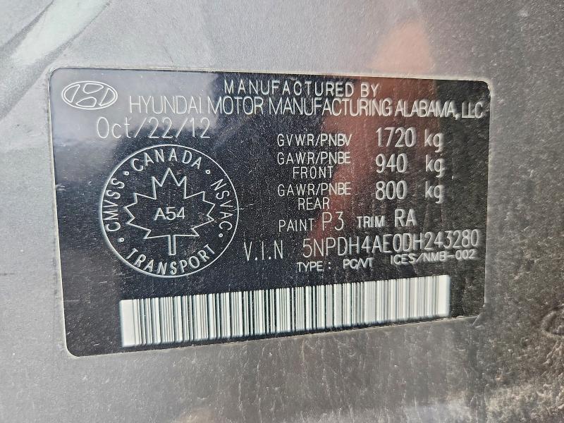 Aukcja sprzedaży 2013 Hyundai Elantra, vin: 5NPDH4AE0DH243280, numer aukcji: 66578496