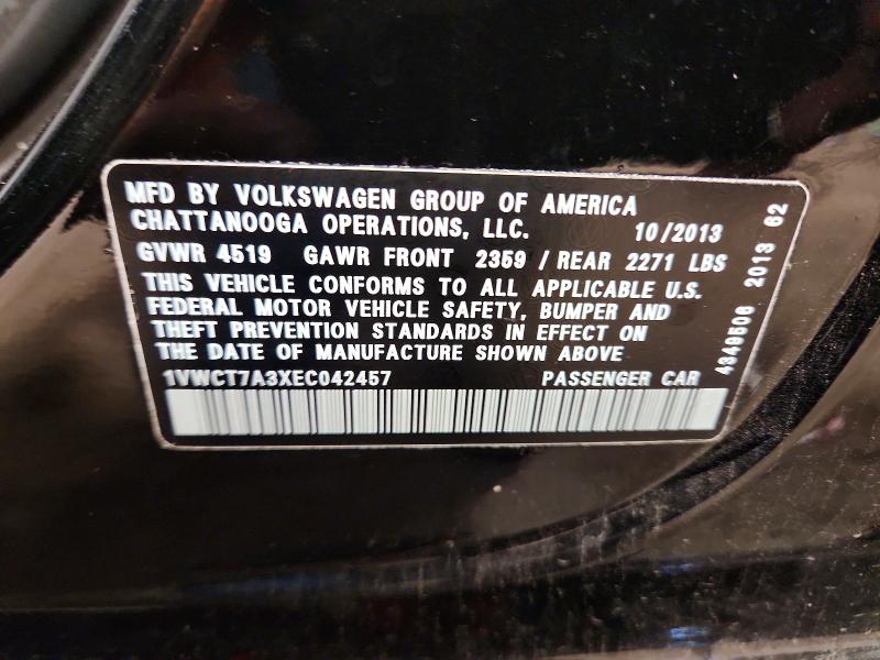 Продаж на аукціоні авто 2014 Volkswagen Passat, vin: 1VWCT7A3XEC042457, номер лоту: 65454236