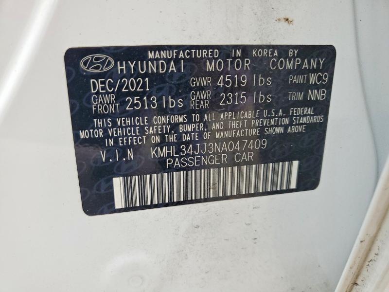 Aukcja sprzedaży 2022 Hyundai Sonata Hybrid, vin: KMHL34JJ3NA047409, numer aukcji: 64324696