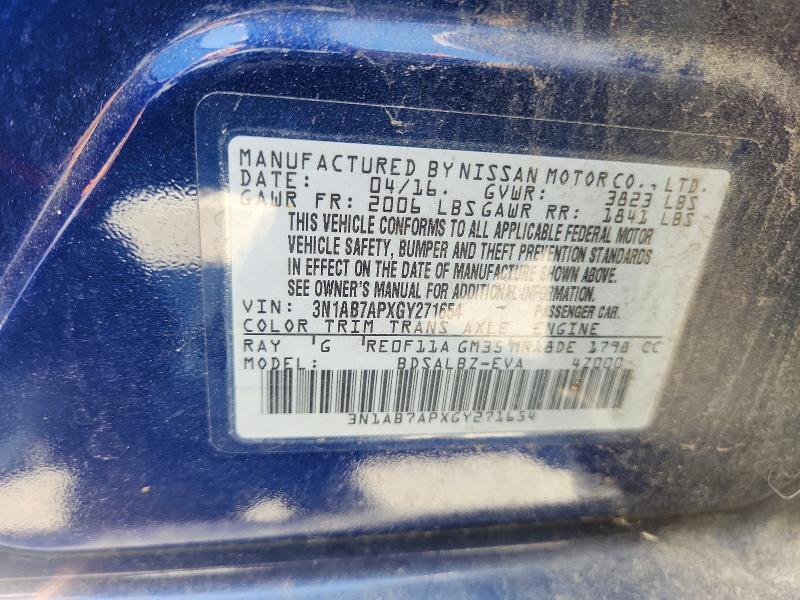 Продаж на аукціоні авто 2016 Nissan Sentra, vin: 3N1AB7APXGY271654, номер лоту: 64499796