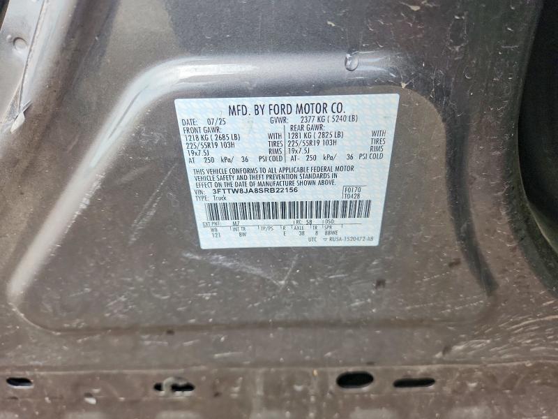 2025 Ford Maverick მანქანა იყიდება აუქციონზე, vin: 3FTTW8JA8SRB22156, აუქციონის ნომერი: 63593496