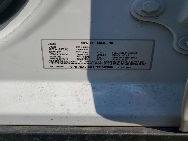 Aukcja sprzedaży 2023 Tesla Model Y, vin: 7SAYGAEE7PF742600, numer aukcji: 65005716