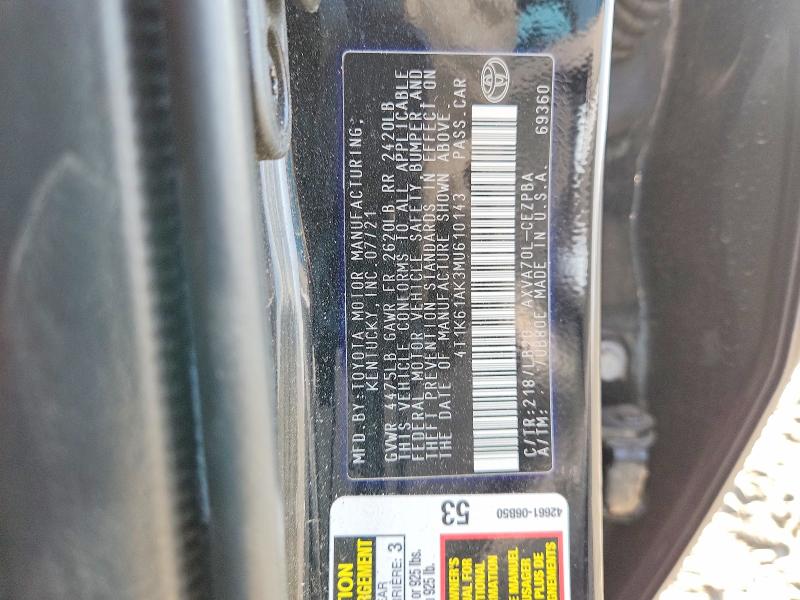 Продажа на аукционе авто 2021 Toyota Camry, vin: 4T1K61AK3MU610143, номер лота: 65362876