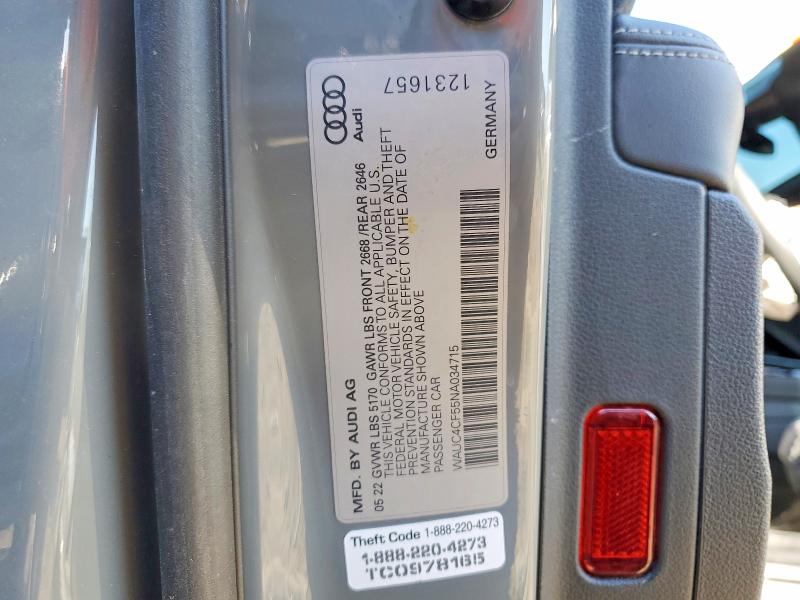 Продаж на аукціоні авто 2022 Audi S5, vin: WAUC4CF55NA034715, номер лоту: 63615616