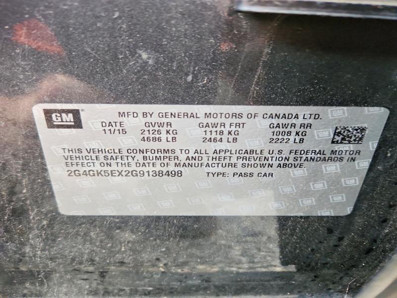 2016 Buick Regal მანქანა იყიდება აუქციონზე, vin: 2G4GK5EX2G9138498, აუქციონის ნომერი: 63171706