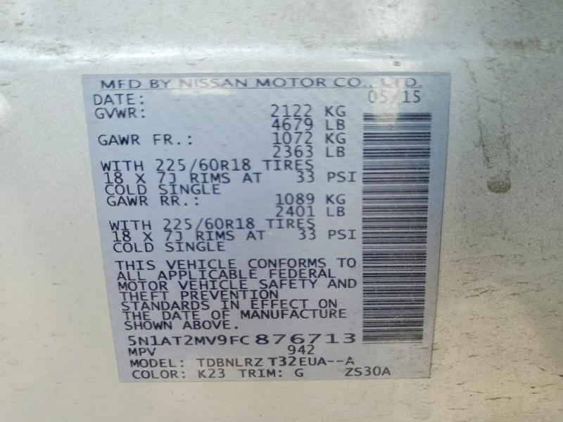 Продаж на аукціоні авто 2015 Nissan Rogue, vin: 5N1AT2MV9FC876713, номер лоту: 65212336