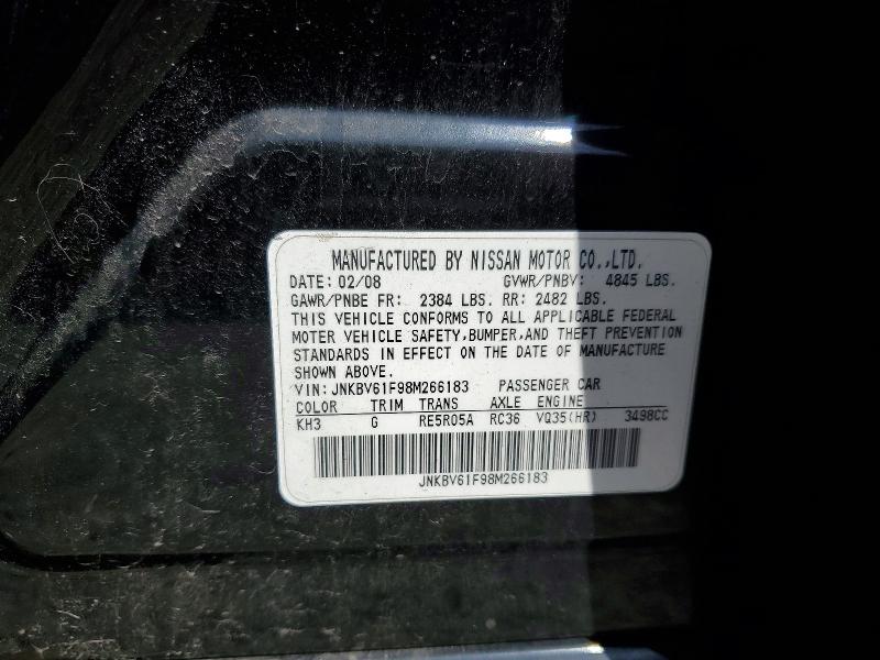 2008 Infiniti G35 მანქანა იყიდება აუქციონზე, vin: JNKBV61F98M266183, აუქციონის ნომერი: 66435926