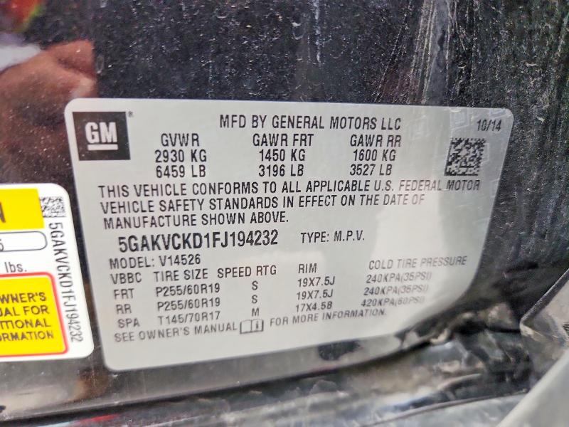 Aukcja sprzedaży 2015 Buick Enclave, vin: 5GAKVCKD1FJ194232, numer aukcji: 63661626
