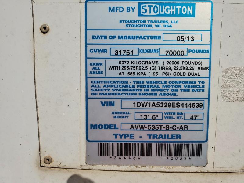 Продаж на аукціоні авто 2014 Stoughton Tl, vin: 1DW1A5329ES444639, номер лоту: 63447406